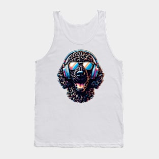 Curly-Coated Retriever Smiling DJ with Headphones and Sunglasses Tank Top